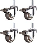 Furniture Casters, Universal Wheels, DIY Spare Casters, Quiet and Strong and Wear-Resistant, Used for Furniture Tables, Household Appliances, Bookshelves, Shelves (4 Castors with Brakes)(1.5in-M8)