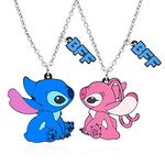 Dckazz Stitch Necklace Stitch Gift Girls Stitch and Scrump Best Friends Necklace Stitch Best Friend Necklaces for 2 Stich Collections Stitch Jewelry, Metal, No Gemstone