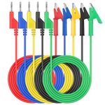 AMTOVL Multimeter Banana Plug to Alligator Clip, 5Pcs Stackable 4mm Banana Plug to Crocodile Clips, 3.28ft/1m Flexible Cable Wire for Multimeter Electrical Testing, 1000V/15A