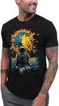 INTO THE AM Lunar Apocalypse T-Shirt - Cool Space Design Tees for Men (Black, Large)