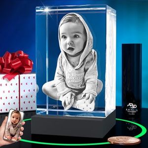 ArtPix 3D Premium Crystal Photo, Christmas Personalized Gifts for Women, Wife, Her, Him, Men, Husband, Grandma, Great Xmas Customized Gift With Your Own Photo, Custom Glass 3D Laser Etched Picture