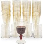 50-Pack Gold Glitter Plastic Wine Glasses (7 oz)