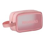 wolpin Makeup Pouch Pu Toiletry Bag For Women Pu Large Cosmetic Kit Storage Organizer Travel Vanity Grooming Make Up Bag, Pink, 10 cm