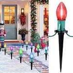 Christmas Lights Outdoor Yard Decorations, 4 Packs Each 25.7 Feet LED C9 Christmas Walkway Lights, Multicolor