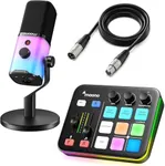 MAONO PD100X XLR/USB Gaming Microphone & Maonocaster G1 NEO & All in One Gaming Gear Bundle for Game Streamers（PD100X+G1 NEO+XLR-180）
