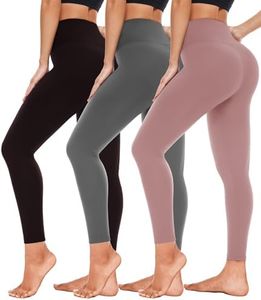 Leggings for Women 3 Pack-High Wasited Tummy Control Yoga Pants Clothing Outfits Clothes Pantalon Ropa Mallas Para Mujer Accessories Bottoms Boots Roupas Femininas(3 Pcs Black+Gray+Pink Color,S-M)