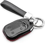 MECHCOS Compatible with 2021 2020 2019 Chevrolet Chevy Silverado GMC Sierra 1500 2500 HD 3500 HD HYQ1EA Leather Keyless Entry Remote Control Key Fob Cover Case Protector Accessories, Black/Red