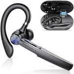 Bluetooth Headset V5.3, 110H HD Talk Handsfree Earpiece Wireless Headset with 2 ENC Noise Canceling Microphone Mute, USB-C Charge, IP7 Waterproof, in-Ear Headphone for Business/Office/Driving Black