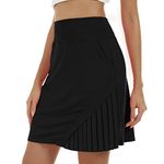 MoFiz Women 20" Modest Knee Length Tennis Skirt Golf Skort Sport Active Golf Skort with Pocket Black,2XL