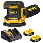 Dewalt DCW210N 18V Brushless 125mm Random Orbital Sander with 2 x 5.0Ah DCB184 Batteries & Charger