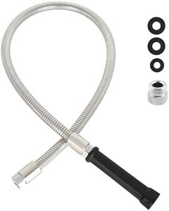 Phivan Commercial Sink Faucet Sprayer Hose, 44 Inch, Silver, Stainless Steel, Flexible, Pre-rinse, No Leakage, Easy Install, Kit Includes Hose, Handle, Adapter, 3 Gaskets