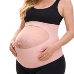 Support Belt for Pregnancy – 2-in-1 Belly Band & Back Brace – Adjustable Pregnancy Belly Band for Back Pain Relief – Maternity Support Belt for Pregnant Women – Black & Baby Pink (Oyster Pink, M)