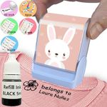 Ogelz Name Stamp for Kids Clothes Clothing Personalized The Name Stamp Custom Daycare Stickers Tag Label Preschool Nursing Home Washable Dryer Safe Animal Theme Rabbit (Stamp Kit with Ink)