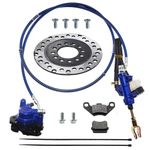 PRO BAT Rear Front Hydraulic Brake Assembly Caliper Master Cylinder Kit + Disc Brake Plate + Brake Pad for Go Kart Golf Cart ATV, Blue