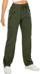mosingle Women's Walking Trousers Cargo Pants Quick Dry UPF 50 Travel Golf Pants Lightweight Camping Work Pants Zipper Pockets #6608-Army Green-L