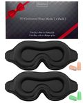 Sleep Mask for Men & Women, 2 Pack 3D Contoured Eye Mask for Sleeping with Adjustable Strap, BeeVines Molded Night Eye Sleep Mask Blindfold, Soft Breathable Eye Shade Cover for Travel Yoga Nap (04 Black & Black)