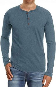 NITAGUT Men's Casual Slim Fit Long Sleeve Henley T-Shirts Shirts (S, Vg-Blue)