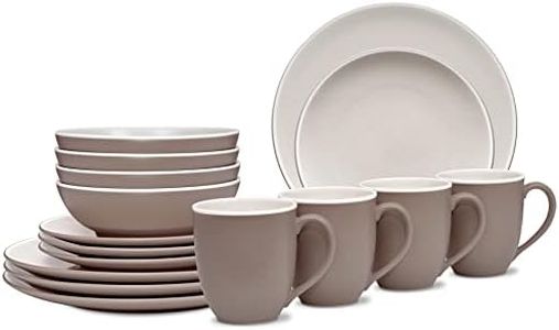 Noritake ColorTrio 16-Piece Set, Coupe in Brown/Clay/White, Multicolor