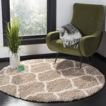 AROMICK Soft Modern Shaggy Area Rugs Fluffy Round Carpet Comfy Bedroom Home Decorate Floor Kids Playing Mat Size (3x3 Feet, Beige Ivory)