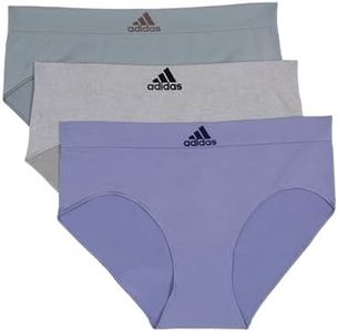 adidas Women's Seamless Brief Panties 3-Pack, Silver Violet/Heather Grey/Silver Green, Medium