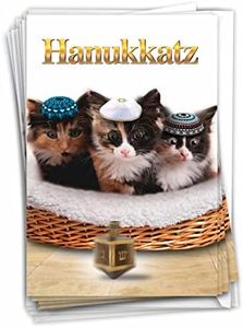 NobleWorks - Hanukkatz - 12 Funny Chanukah Cards Boxed - Bulk Set Jewish Holiday Cards, B5939