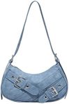 GORGLITTER Women's Buckle Shoulder Bag Y2k Leather Handbags Purse Purse PU Leather Clutch Handbag Blue One-Size