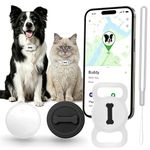 Dukuueie GPS Tracker for Cats and Dogs, Pet Location Tracker Works with Android Find Hub & Apple Find My, No Monthly Subscription Fee Dog and Cat Tracker, IP68 Waterproof, Real-Time Tracking(White)