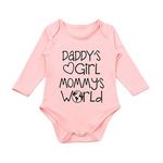 G-Amber Baby Boys Girls Romper Bodysuit Infant Funny Letter long Sleeves Jumpsuit Outfit 0-3Months Daddy's girl mommy's world