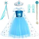 Party Chili Princess Costumes Birthday Dress Up for Little Girls with Crown,Mace,Gloves Accessories 3t 4t Years(110cm)