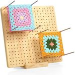 Aulin 11.8 Inches Blocking Board for Crocheting - Handcrafted Rubber Wooden Board for Knitting Crochet & Granny Squares, Crochet Accessories Crochet Blocking Board with 20 Pcs 5.9'' Steel Pins