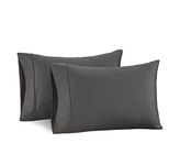 Soft Pillow Covers King Size 100% Egyptian Cotton Set of 2, Cool & Smooth, 1000 Thread Count, Sateen Pillow Cases - Charcoal