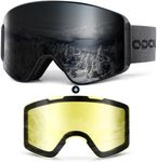 Odoland Ski Goggles Set with Detachable Lens, Frameless Interchangeable Lens Anti-Fog UV Protection Snow Goggles for Men and Women, Helmet Compatible, Black
