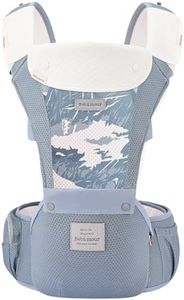 Bebamour Baby Carrier Safety-Certified Hip Seat Newborn to Toddler Baby Carrier Hipseat 0-36Months with Head Hood, 3 PCS Teething Pads, Waist Extender & Storage Bag, Blue