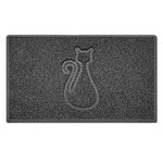 Nicoman Cat Embossed Shape Door Mat Dirt-Trapper Washable Barrier Doormat-Dark Grey (Watertight Rubber-Back)-Medium (75x44cm)