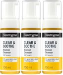 Neutrogena Clear & Soothe Mousse Cleanser Face Wash with Turmeric (3x 150ml), Gentle Facial Wash to Cleanse and Soothe Stressed Skin, Suitable for Daily Use