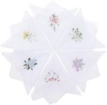 Ladies Cotton Handkerchiefs Flower Embroidered with Lace Ladies' Vintage Floral Lace Handkerchiefs for Wedding Party (6 Pack)