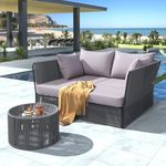 BRISHI Outdoor Patio Daybed/Sunbed/Swimming Pool Side/Sun Lounger/Garden/Terrace/Balcony/Braid & Rope Daybed (Grey)