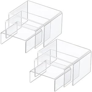 wocpvm 6 Piezas Riser Clear Small Elevadores de Exhibición de Acrílico, Acrylic Decorator Stand Shelf, Expositor Metacrilato para Exhibir Joyería Decoraciones de Postres de Magdalenas, 3 Tamaños