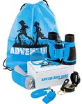 Adventure Kidz - Outdoor Exploration Kit, Children’s Toy Binoculars, Torch, Compass, Whistle, Magnifying Glass, Backpack. Great Kids Gift Set for Camping, Hiking, Educational and Pretend Play.