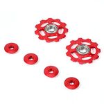 VGEBY 2pcs Bike Derailleur Pulley Aluminum Alloy Bicycle Guide Roller Idler Cycling Wheel Part Accessory (Red)