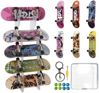 Econior 6 PCS Pro Shallow Concave Fingerboard Set | Mini Finger Skateboard Starter Kit with Display Stand | Exquisite Finger Sports Party Favors & Fun Novelty Gift(Special Edition)