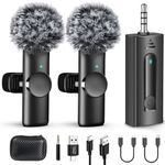 Dual Wireless Lavalier Microphone for Camera/iPhone/Android Phone/Laptop/Computer, Professional Plug-Play Lapel Microphone Wireless for Video Recording, Interview, Vlogging, YouTube, Tiktok