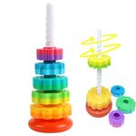 FineSource Baby Spinning Stacking Toy – Stacking Toy for Babies Autism Toys Spiral Stacker Toy Rainbow Spinning Wheel Toy for Focus, Dexterity, Brain Development,Interactive Learning Birthday Gift