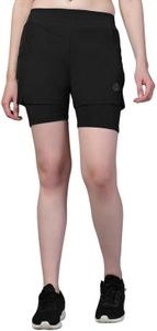 CHKOKKO Gym Shorts for Women Workout Sports Running Quick Dry Fit Double Layer Inner Compression with Pockets Breathable Lightweight Wear Black M