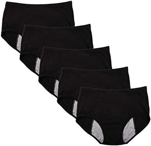 YOYI FASHION Bamboo Viscose Fiber Brief Menstrual Leakproof Panties US Size M/6 Black-5 Packs