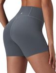 baleaf Freeleaf Broadway Shorts for Women Biker Dance Yoga Workout Gym Running, High Waist Tummy Control Short Pants with Pockets 5", Dark Gray M