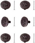 RTZEN Six Decorated Flowers Shape Pull Knobs (Black) | 6 Cast Iron Stylish Rustic Modern Handles for Your Kitchen Cupboard, Living-Room Cabinet, Bedroom Closet Door, Dresser Drawer | Pull-All