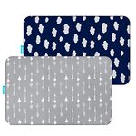 Biloban Pack and Play Sheet Fitted (39 x 27in), 2 Pack Ultra Soft Pack and Play Fitted Sheets, Playard Sheet for Boys or Girls, Machine Washable, Microfiber, Gray Arrow and Navy Blue