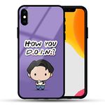 B Mart Friends Series Themed Joey Chibi How You Doin Quoted iPhone Back Bumper Cover with Camera & Edge Protection Supports Wireless Charging Glass Slim Light Cases (iPhone Xs Max)