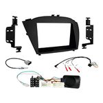 Compatible with Hyundai ix35 2014-2015 Full Car Stereo Installation Kit, BLACK Double DIN fascia panel, steering wheel control interface, Amplified models only